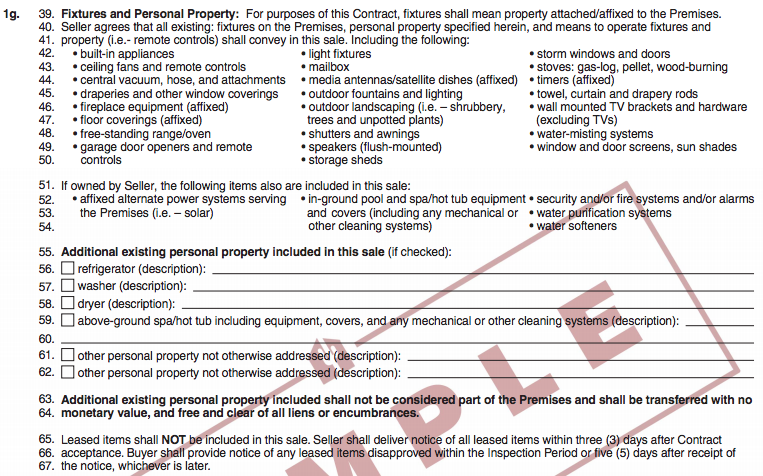 Arizona Residential Resale Purchase Contract - Fixtures and Personal Property